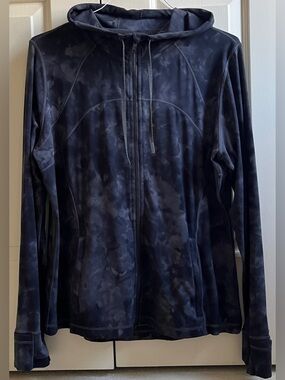 🍒LULULEMON sz 18 DEFINE JACKET Hood DIAMOND DYE Black Graphite Gray *NULU